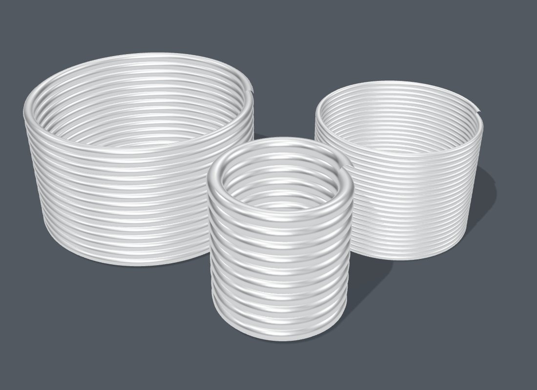 Coils of drawn silver wire